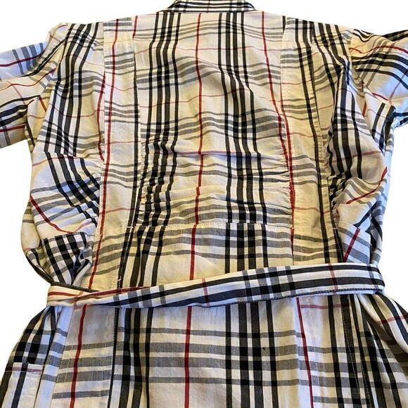 EUC Jane Blue Plaid Belted Shirt - Picture 9 of 10